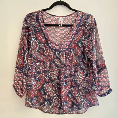 Camisa Boho Transparente Mujer Niña Krazy Multi Paisley Talla M Roja, Blanca y Azul Foto 1 de 4