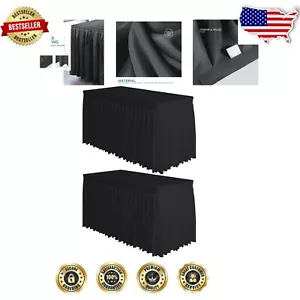 14ft Heavyweight Polyester Table Skirt - 2 Pack for Seamless Table Decor - Picture 1 of 8