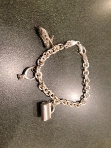 CUTE STERLING SILVER 3 CHARM BRACELET 7" 20gr - Picture 1 of 11