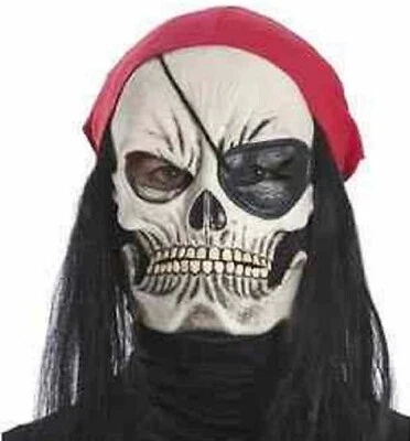 Jolly Roger Mask Skull Pirate Fancy Dress Up Halloween Adult Costume Accessory - Image 1 of 2