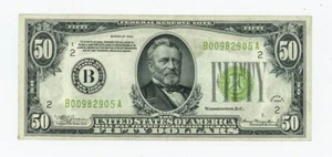 FR#2102B $50 1934 Federal Reserve Note New York Lt Green Seal DC-6171 - Picture 1 of 2