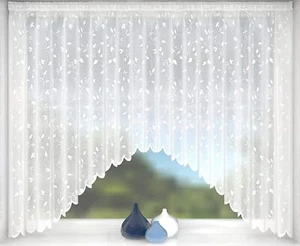 ELLIE TULIP FLORAL WHITE NET CURTAIN JARDINIERES FREE POSTAGE - Picture 1 of 1