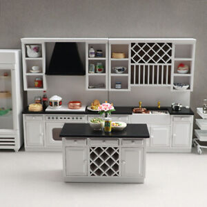 3Pc 1/12 Dollhouse Miniature Luxury Cupboard Wine Cabinets Kitchen Furniture Set