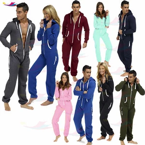Mens Ladies one piece onsie1 Jumpsuit unisex pyjamas plain Printed Sleepwear 5xl - Picture 1 of 5