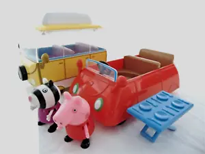 PEPPA PIG AND ZOE ZEBRA  WITH SMALL CAMPER VAN AND CAR - Picture 1 of 6