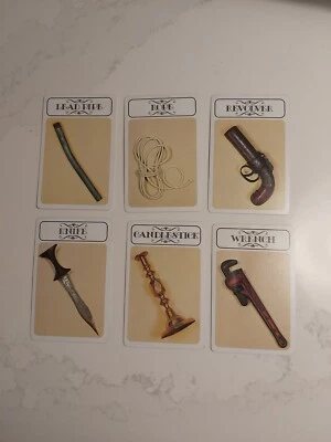 Vintage 1972 Clue Board Game Weapon Replacement Card Lot Of 6 — 第 1/2 张图片
