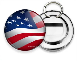 US UNITED STATES WAVING AMERICAN FLAG PATRIOTIC BEER SODA BOTTLE OPENER KEYCHAIN - Picture 1 of 1