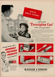 1951 Farmacia McKesson Robbins Años 50 Vintage Impreso Anuncio Farmacéutico Niña - Imagen 1 de 9