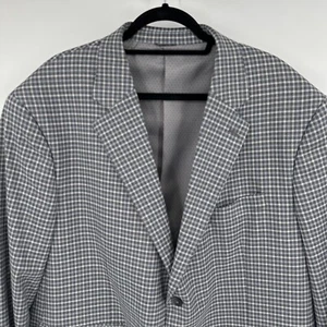 Oak Hill Blazer Jacket Mens 2XL Gray Blue Plaid Notch Lapel Single Breasted - Picture 1 of 10