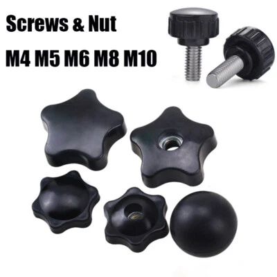 Tornillos de pulgar negros de plástico M4 M5 M6 M8 M10 y pernos de perilla manual de tuerca de pulgar de cinco estrellas Foto 1 de 4