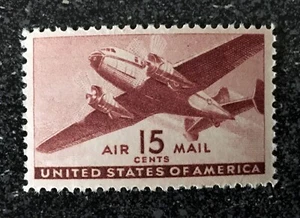 US1941 #C28 15c Transport Plane Twin Motor Airmail - Single Stamp  Mint NH  red - Picture 1 of 1