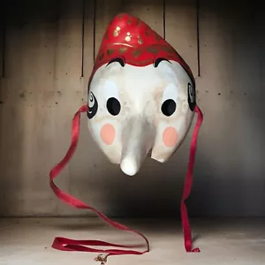 TRAGICOMICA Vintage Maske aus Venedig Pinocchio Stil lange Nase Papier Mache - Bild 1 von 10