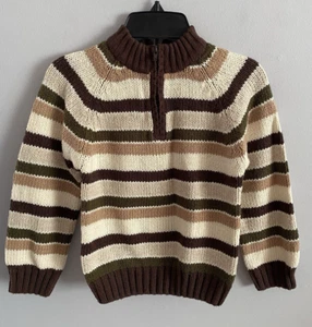 Gymboree Pullover Sweater Mock Neck Striped Brown Beige Green Boys Size 5 NWT - Picture 1 of 4