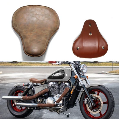 Motorcycle 3'' Leather Seat Spring Solo Seat  For Harley Chopper Bobber Custom - Image 1 of 4