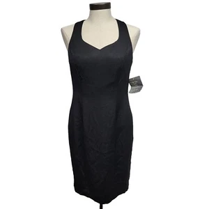 Vtg CDC Caren Desiree Co Petites Wmn's Dress Sz 10 Black Crisscross Back NWT - Picture 1 of 13