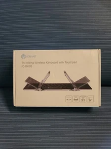 iClever IC-BK03 Black Silver Portable Rechargeable Tri Folding Wireless Keyboard - Picture 1 of 5