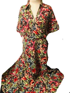 JG Hook multicolored Pink Black Red women Linen shirt dress with belt sz 10 - Picture 1 of 6
