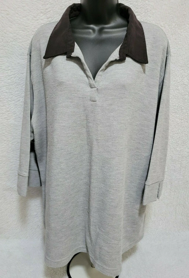 Jaclyn Smith Womens Shirt Top Blouse Size 2X Gray Black - Image 1 of 4