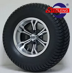 GOLF CART 12" MACHINED BLACK TRANSFORMER WHEELS and 23" STREET TURF TIRES (4) - Picture 1 of 4
