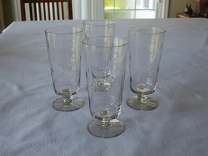 Lote de cuatro (4) vasos de té helado con patas transparentes ópticas Tiffin Saturn de colección - Imagen 1 de 11