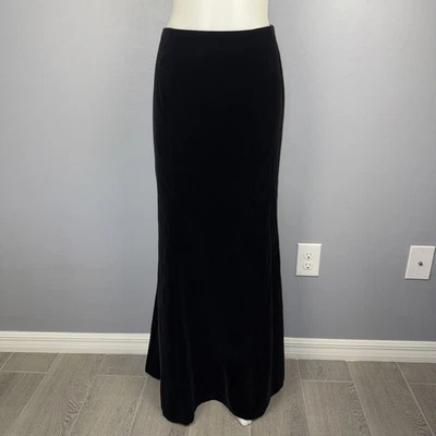 Escada Maxi Skirt Women’s 42 US 12 Black Velvet Cotton Fit And Flared Below Knee - Image 1 of 4