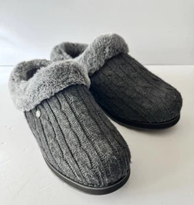 Skechers BOBS women's 11W Memory foam Gray Fur-lined Slippers - Picture 1 of 11