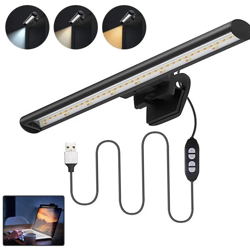 Reading Desk Lamp LED Screen Bar Light USB Computer Monitor Eye-Caring Dimmable - Image 1 of 4