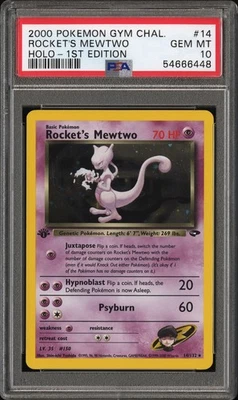 2000 POKEMON GYM CHALLENGE HOLO-1ST ED #14 ROCKET'S MEWTWO PSA 10 - Image 1 of 2