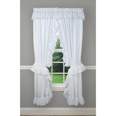 Cortina Ellis 2 Piezas Volantes Priscilla Ventana Cortina Panel 80"x63" Blanco Foto 1 de 3