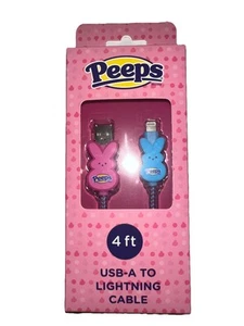 Peeps Bunnies 4 ft. USB-A to Apple Cable, Fast Charging & Data Sync Cable NEW - Zdjęcie 1 z 3