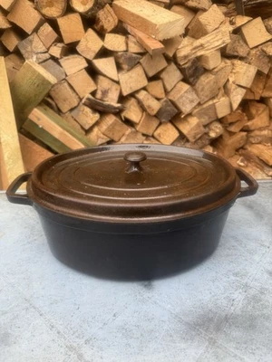 Large Vintage Black Staub Cast Iron Casserole Oven Dish Cooking Pot 36 - Image 1 of 4