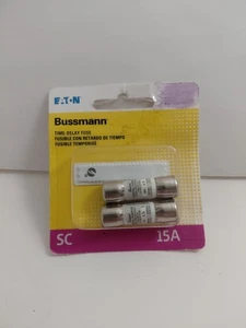 15 Amp Sicherung Bussmann 15A Midget Cartridge Time Delay Fuse 2er Pack BP/SC-15 - Bild 1 von 4