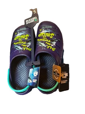Zapatos sin cordones resistentes para el agua con tiburón talla 5 zueco púrpura estampado de tiburón nuevos con etiquetas Foto 1 de 4