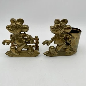 Walt Disney Productions Mickey Mouse Brass Letter Holder Pencil Cup VTG 1960s - Picture 1 of 12