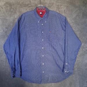 Tommy Hilfiger Mens Size XXL Blue Striped Shirt Cotton Button Down Long Sleeve - Picture 1 of 10