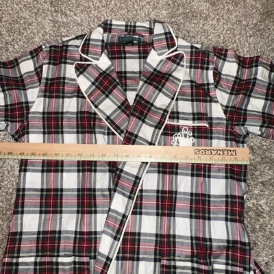 Lauren Ralph Lauren Tartán Cuadros Ligero Rojo Verde Bata S/M Clásica Nueva Foto 1 de 4