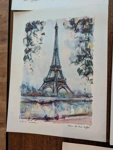 SET OF 9 Marius Girard PARIS Prints 9½" x 12½" MCM Vintage FRENCH Watercolor - Picture 1 of 11