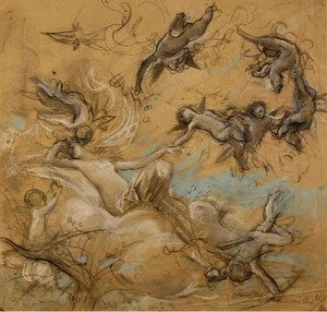 Luc-Olivier Merson Etude de Figures Volantes : Archival Quality Giclée Art Print - Picture 1 of 2