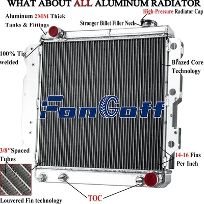 3ROW ALUMINUM Radiator FOR 1987-2006 Jeep Wrangler TJ YJ 2.5L l4 4.0L/  4.2L l6 Foto 1 de 4