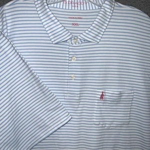 B Draddy Shirt Men 2XL XXL Blue & White Striped Pima Polo Golf Embroidered Logo - Picture 1 of 10