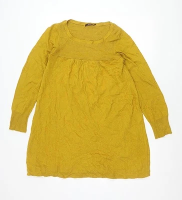 Jersey túnica amarilla Reiss para mujer cuello redondo manga larga mezcla de cachemir Foto 1 de 4