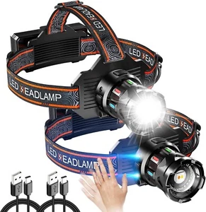 Rechargeable Headlamp, 990,000 Lumens LED Head Lamp with 6 Light Modes, USB-2pac - Picture 1 of 7