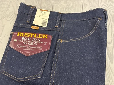 Deadstock Vintage Rustler Regular Wear Boot Jean Mens 36x30 Heavyweight Denim - Image 1 of 4