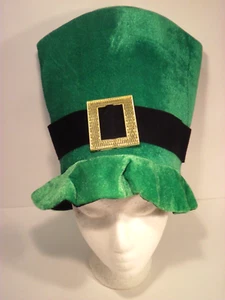 2 St. Patrick's Day Leprechaun Hats New Green Unisex One Size Velour Felt Buckle - Picture 1 of 8