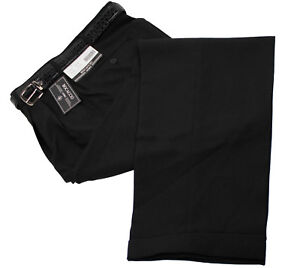 Mens Trousers Black Dress Pants Big & Tall Pleated Slacks & Belt Sizes 44 to 70