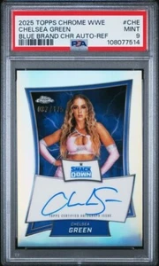 2025 Topps Chrome WWE Chelsea Green Blue Brand Auto Refractor 082/175 PSA MINT - Bild 1 von 2