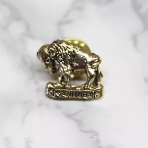 Manitoba Büffel Metall Pin Pinback Souvenir goldfarben Canada Bison - Bild 1 von 4