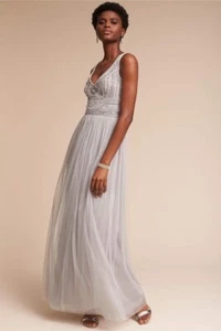BHLDN Sterling Prom Dress - Gray/Silver - Size 4 - Excellent Condition - Picture 1 of 6