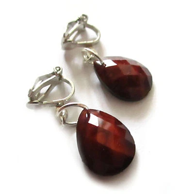 Ohrclips Tropfen braun Clips Ohrringe klein Ohrringe ohne Ohrlöcher - Bild 1 von 4