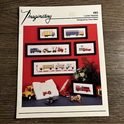 Imaginating I Love Trucks Cross Stitch Patterns Booklet Dump Cement Bulldozer - Image 1 of 4